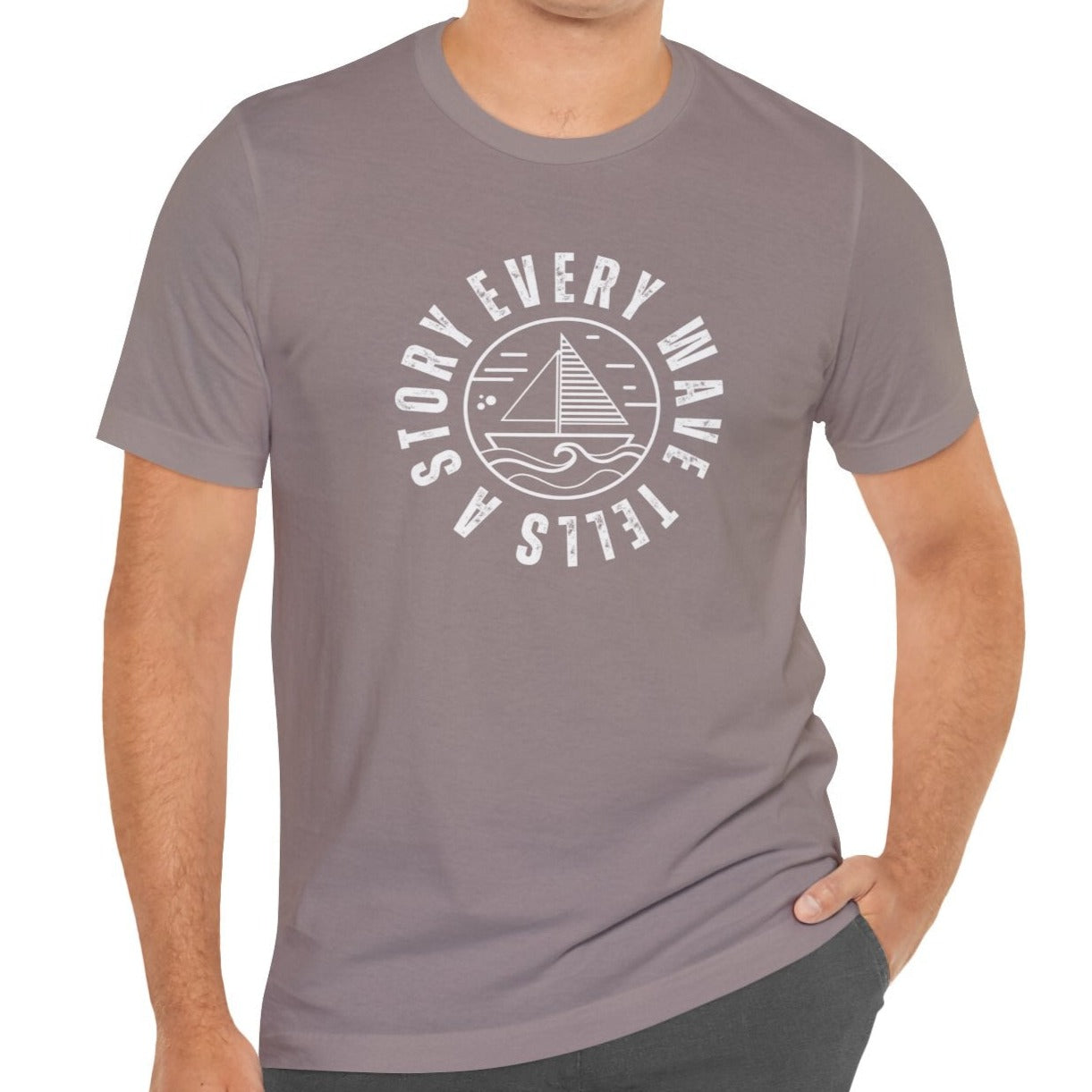 Every Wave Tells a Story Men's Bella Canvas Tee - Coastal Narrative Comfort