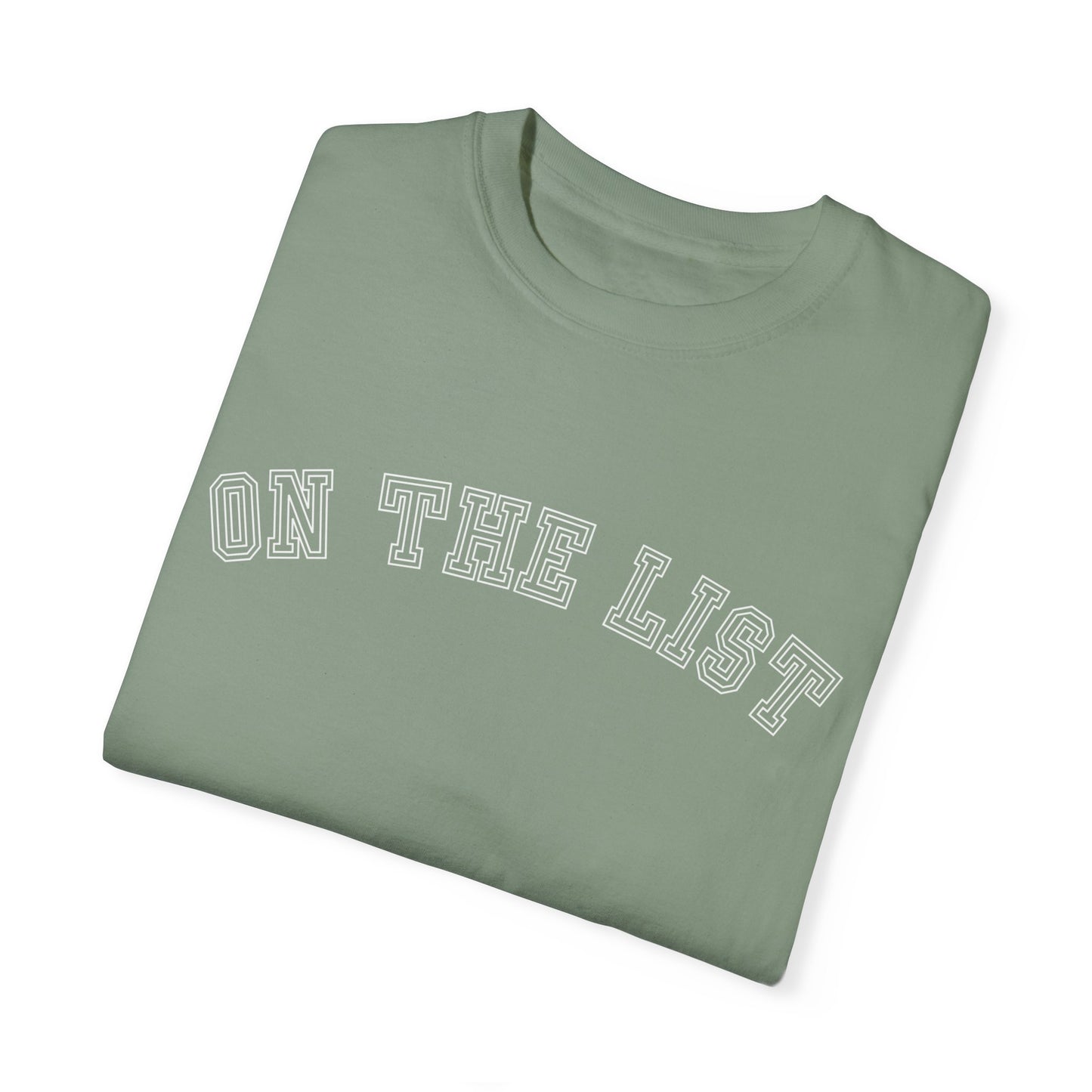 Eddy and Rita Women's Comfort Colors T-Shirt - "On The List" Trendy Graphic Tee for Everyday Style