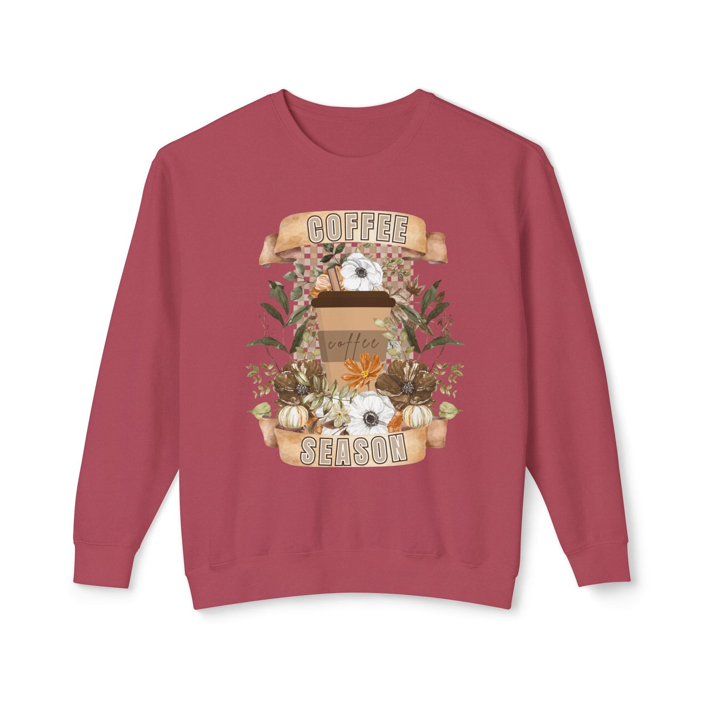 Women's Lightweight Comfort Colors Sweatshirt – "Coffee Season" Cozy Fall Graphic Sweatshirt