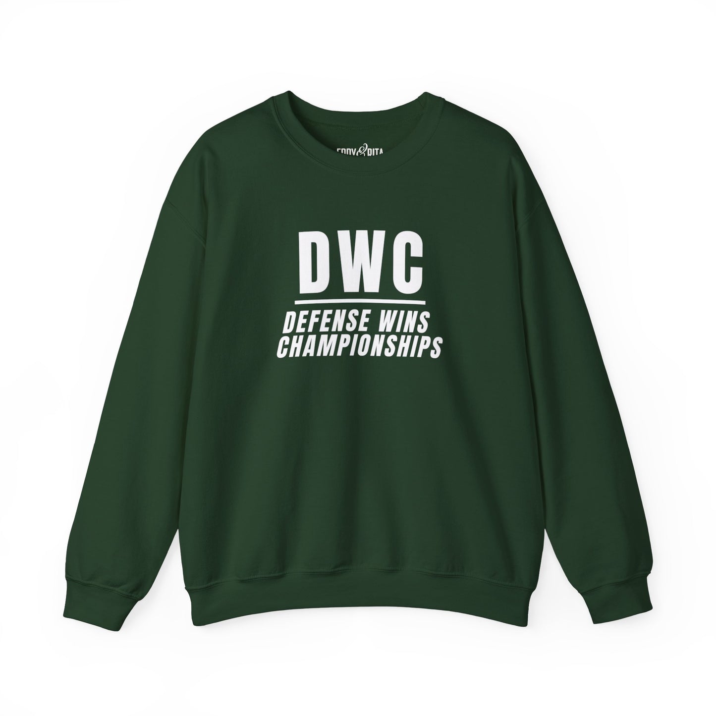 Men's Heavy Sweatshirt – "D W C Defense Wins Championships" Sports-Inspired Graphic Sweatshirt