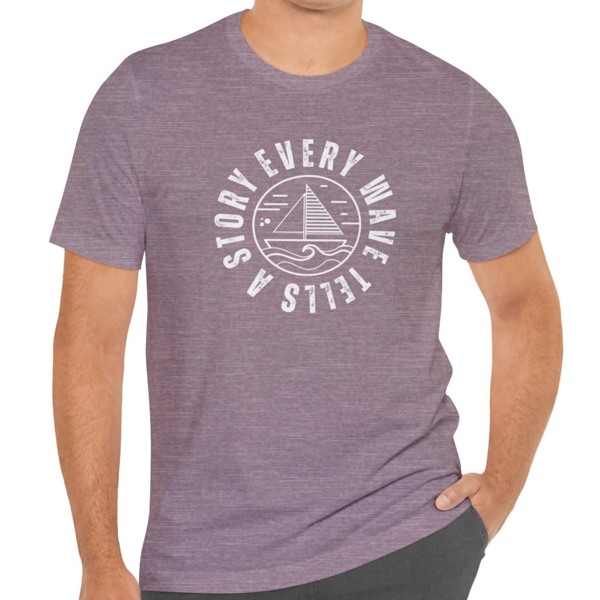 Every Wave Tells a Story Men's Bella Canvas Tee - Coastal Narrative Comfort