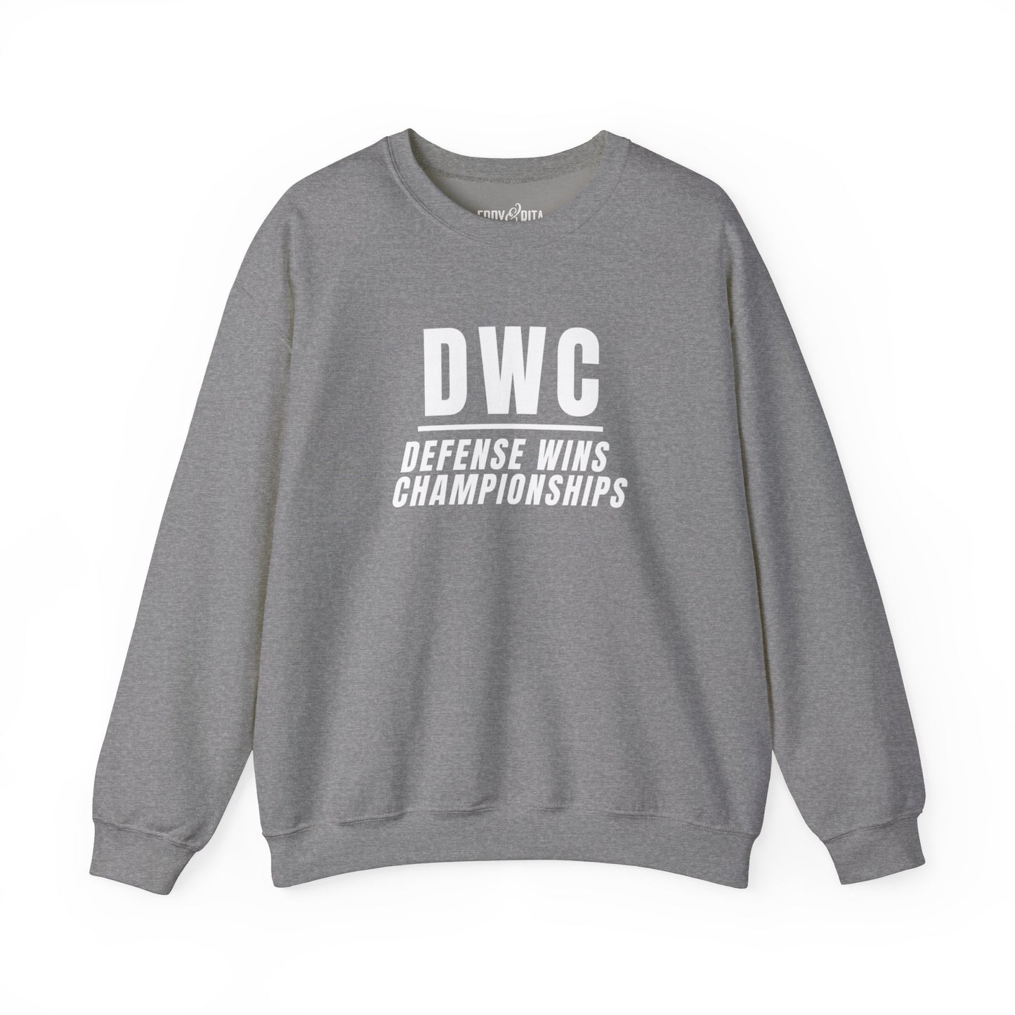Men's Heavy Sweatshirt – "D W C Defense Wins Championships" Sports-Inspired Graphic Sweatshirt