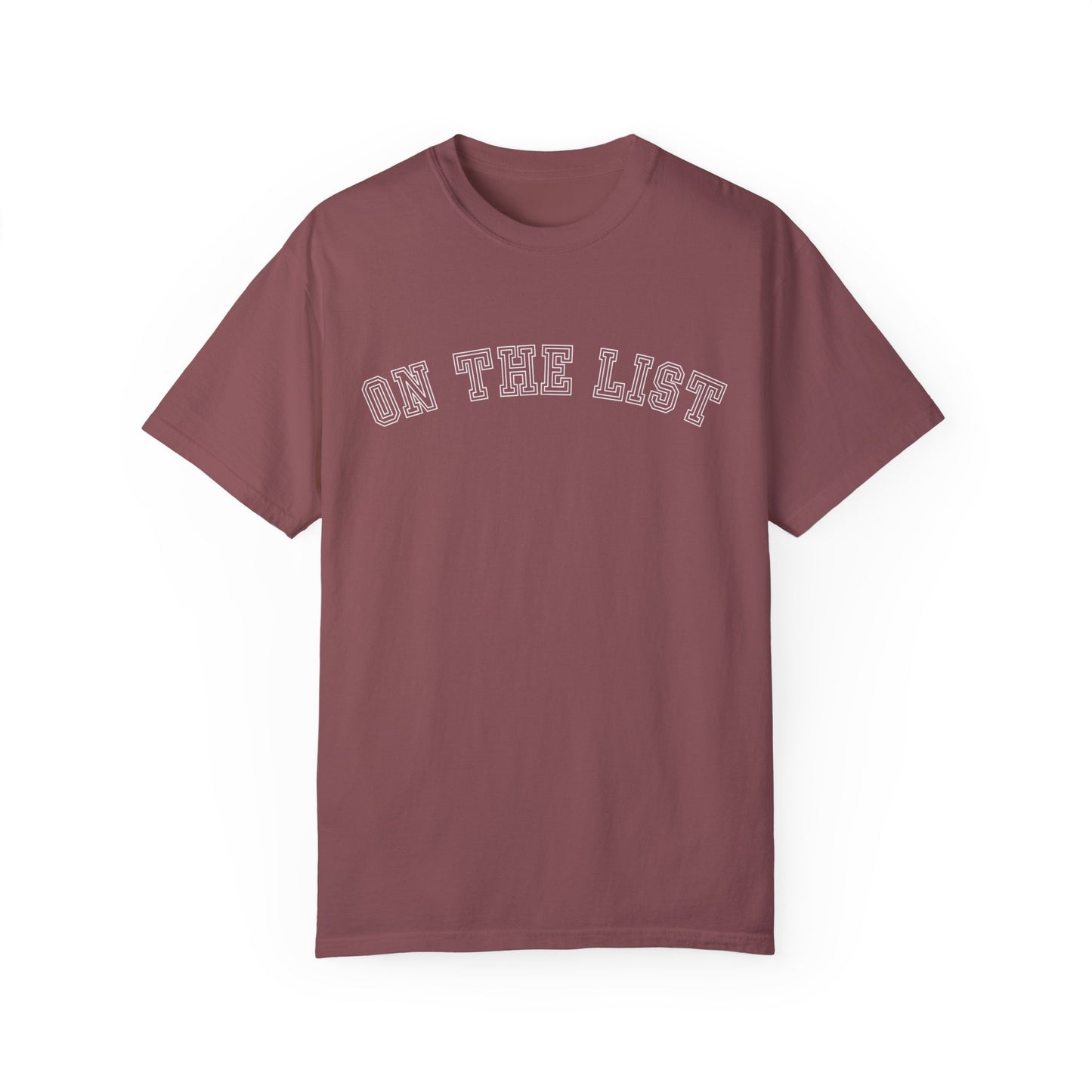 Eddy and Rita Women's Comfort Colors T-Shirt - "On The List" Trendy Graphic Tee for Everyday Style