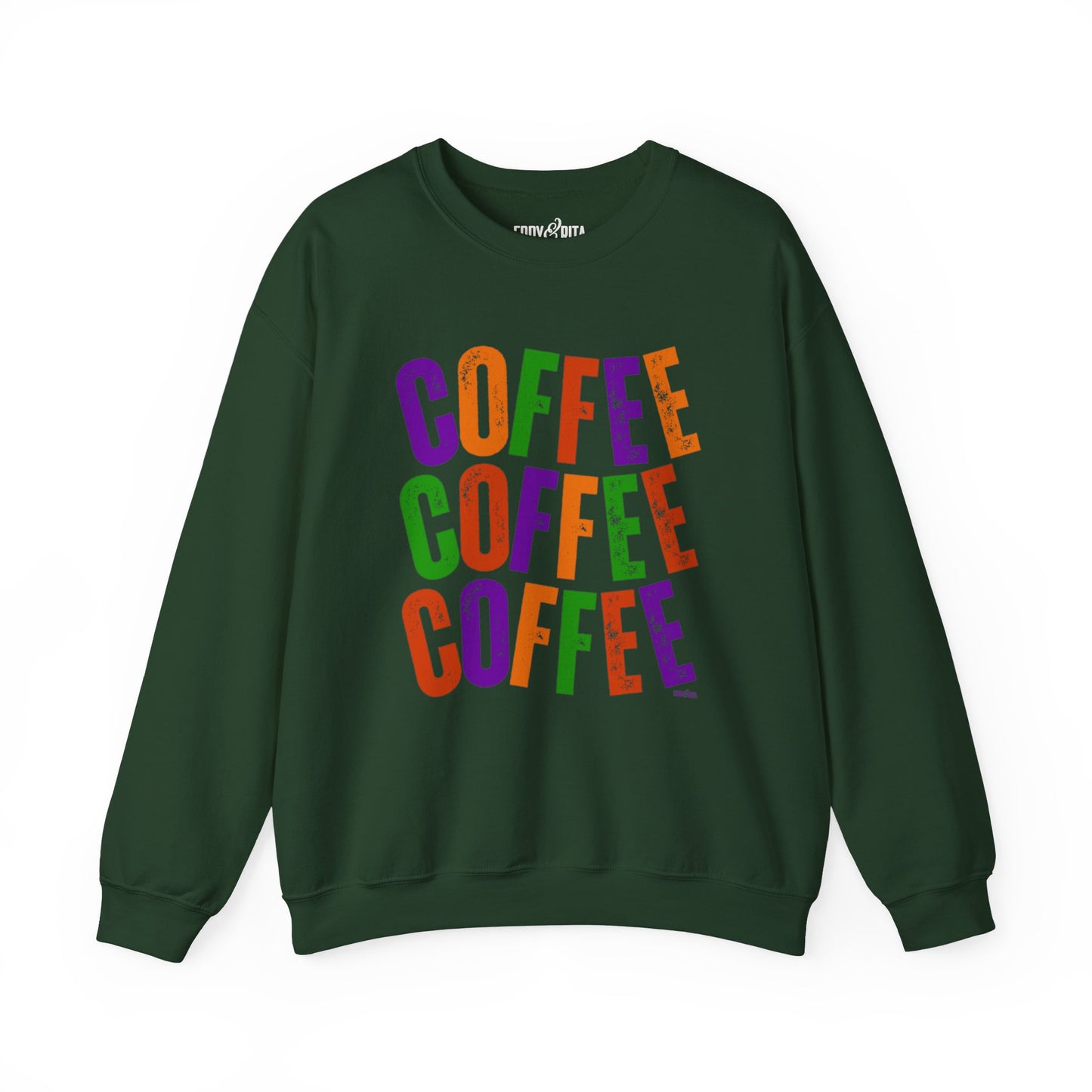 Women's Heavy Sweatshirt - "Coffee Coffee Coffee" Halloween Colors Graphic Pullover