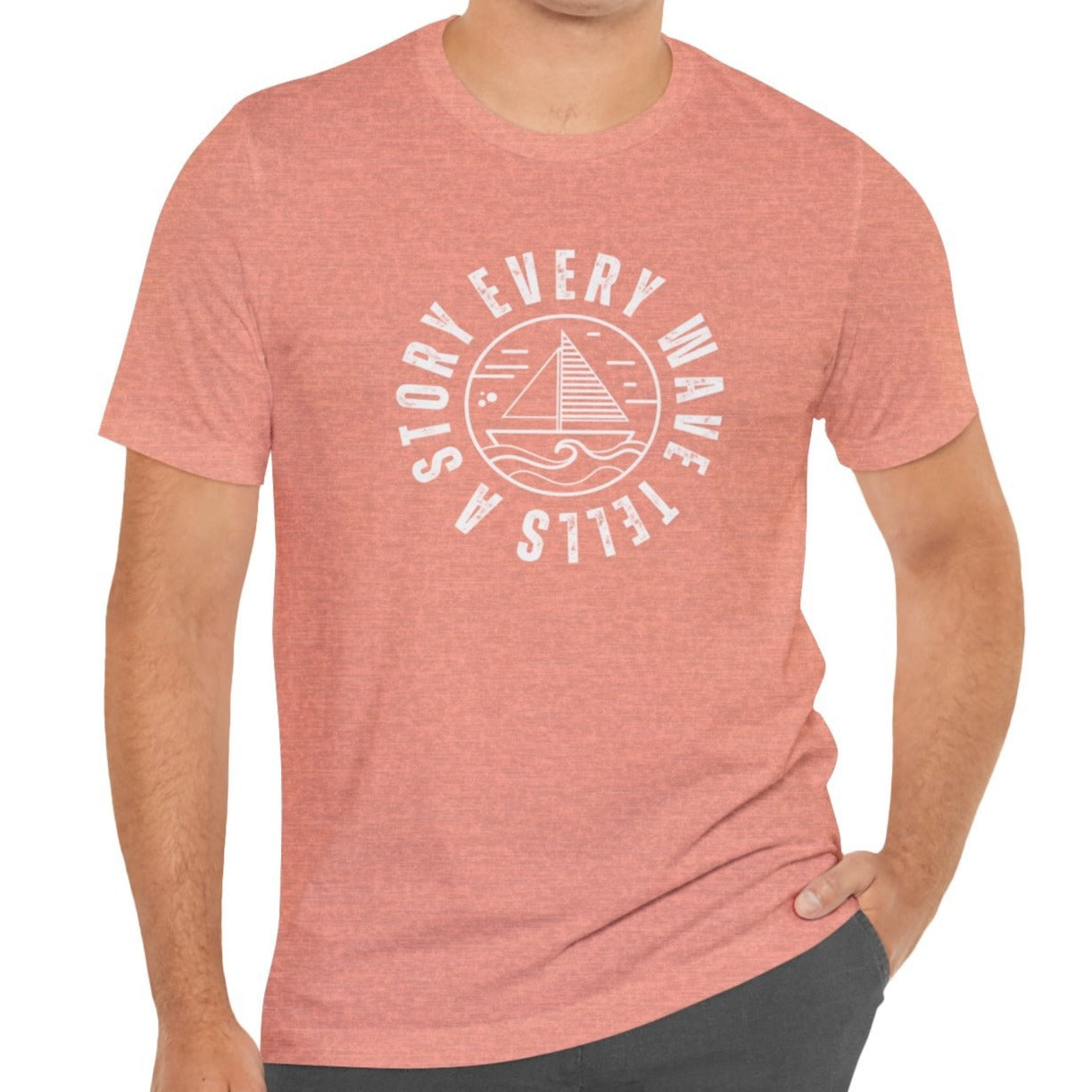 Every Wave Tells a Story Men's Bella Canvas Tee - Coastal Narrative Comfort