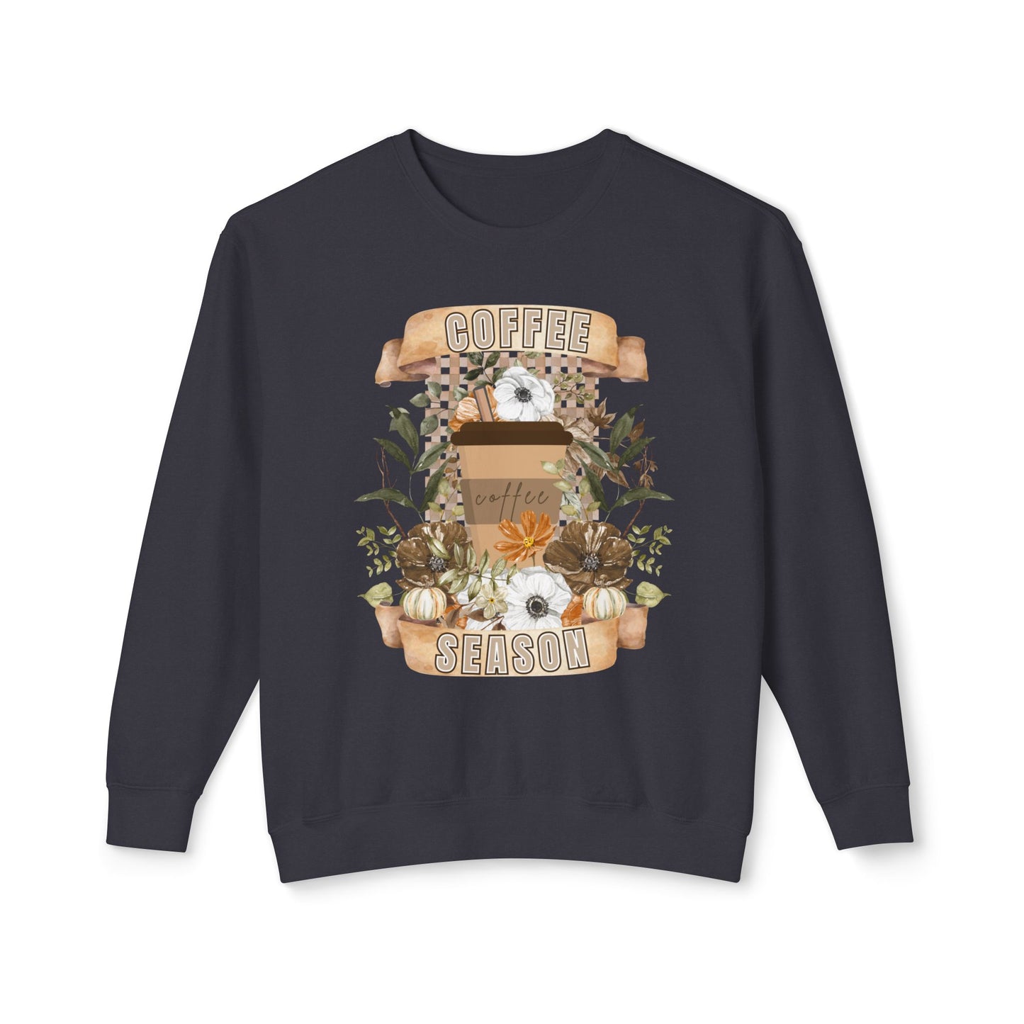 Women's Lightweight Comfort Colors Sweatshirt – "Coffee Season" Cozy Fall Graphic Sweatshirt