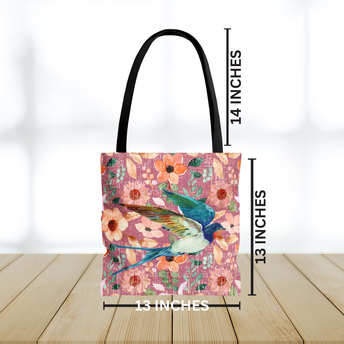 Spring Serenade: Women's Small Tote Bag with Beautiful Bluebird and Floral Elegance - Eddy and Rita