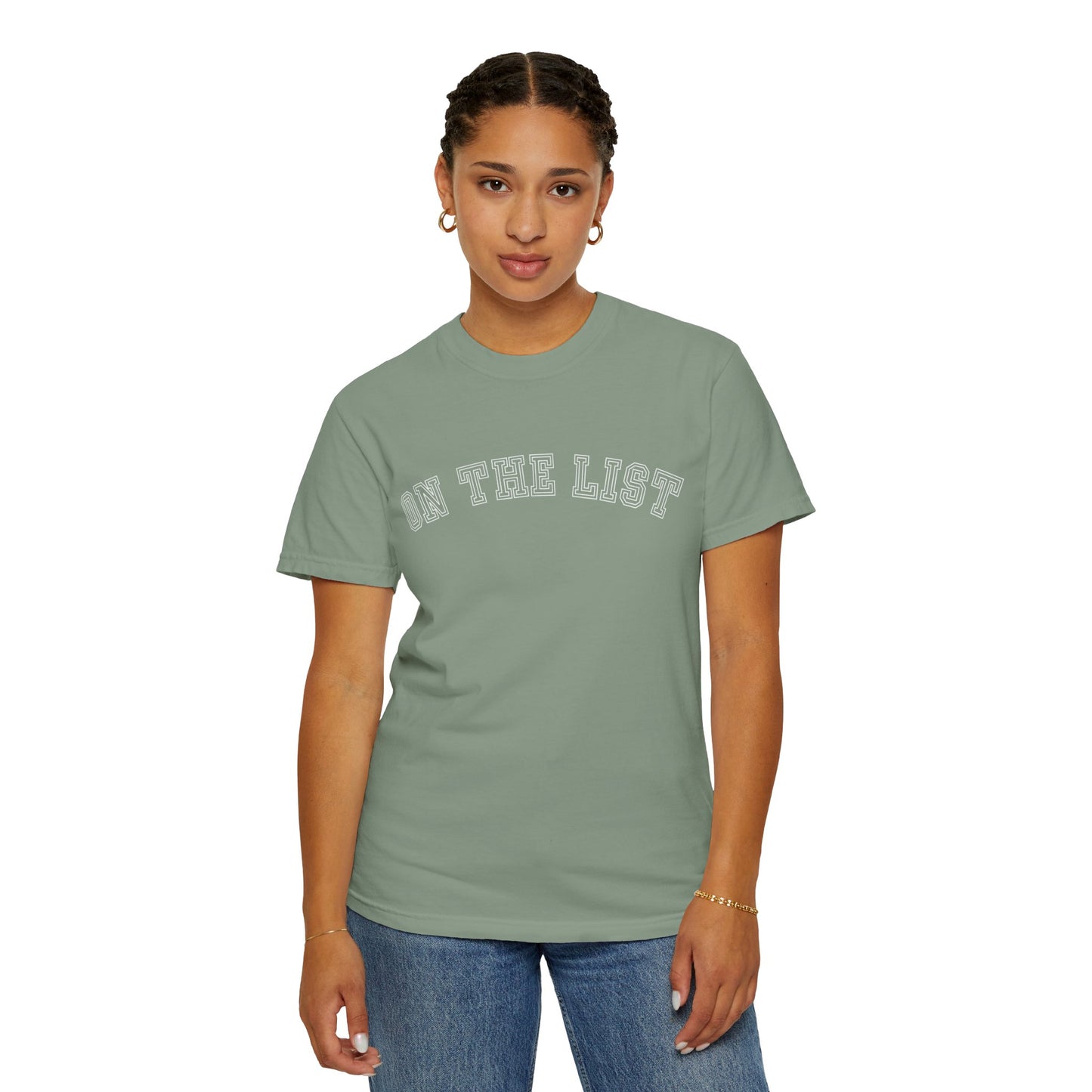 Eddy and Rita Women's Comfort Colors T-Shirt - "On The List" Trendy Graphic Tee for Everyday Style