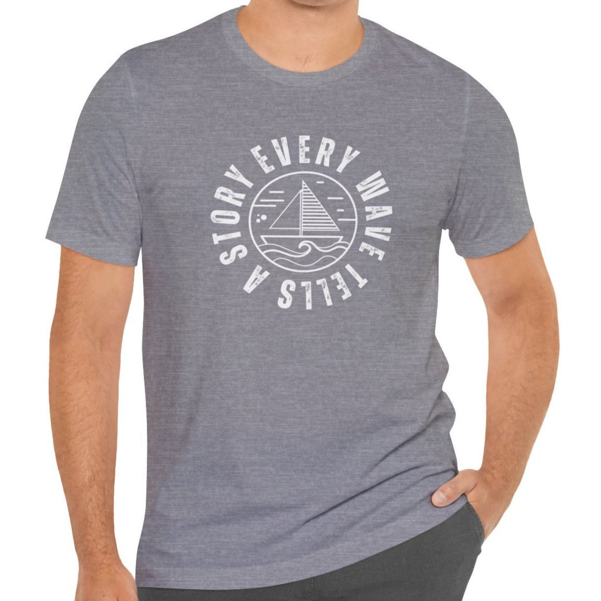Every Wave Tells a Story Men's Bella Canvas Tee - Coastal Narrative Comfort