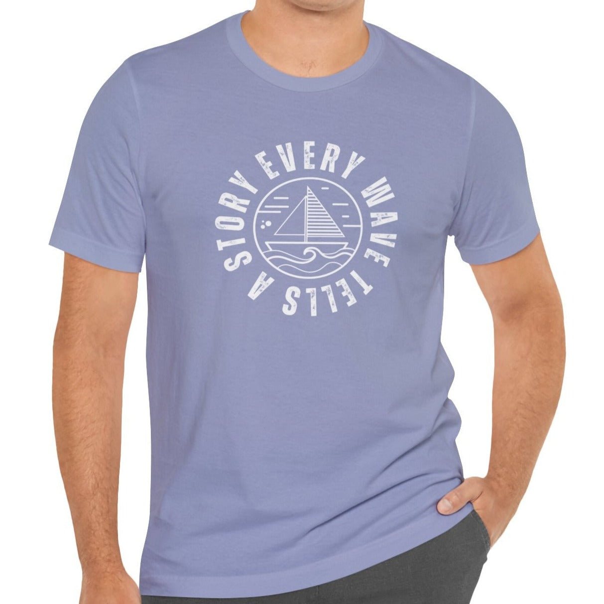 Every Wave Tells a Story Men's Bella Canvas Tee - Coastal Narrative Comfort