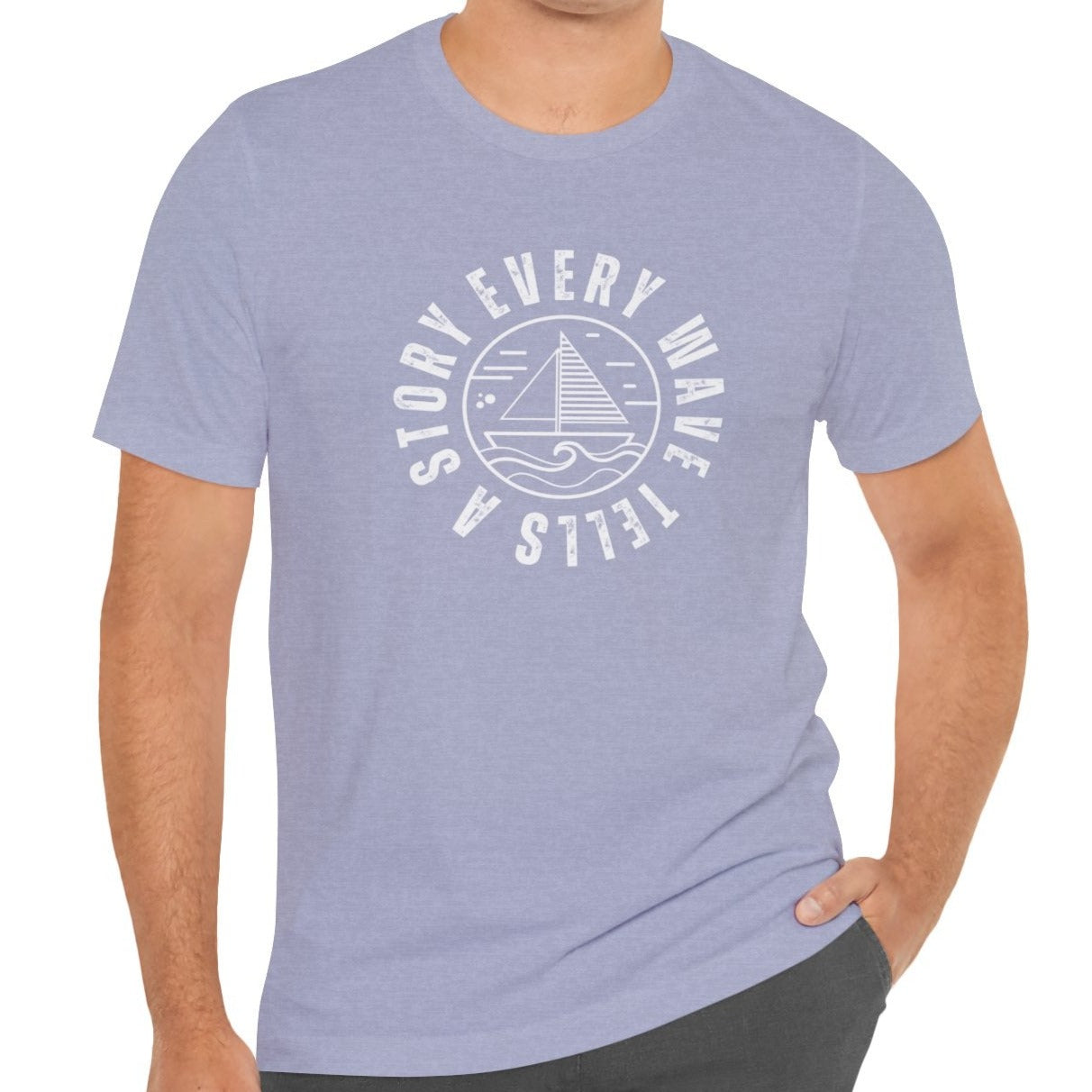 Every Wave Tells a Story Men's Bella Canvas Tee - Coastal Narrative Comfort