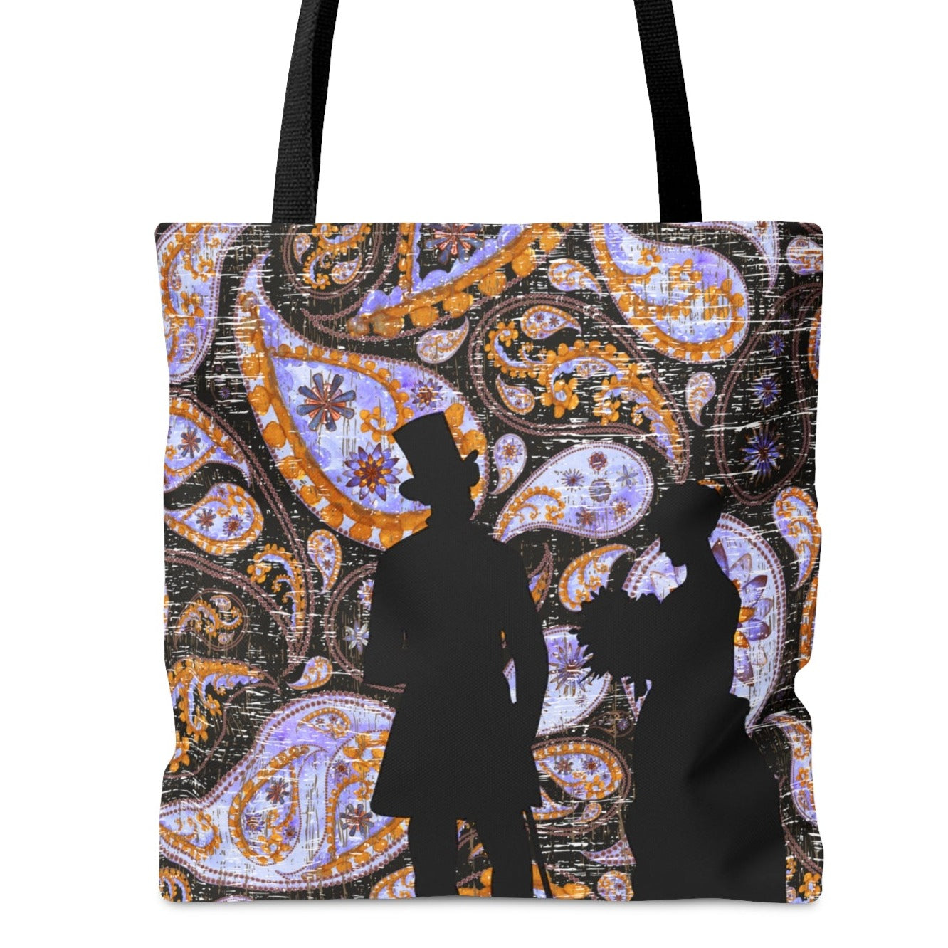 Victorian Couple Silhouette Large Tote Bag - E