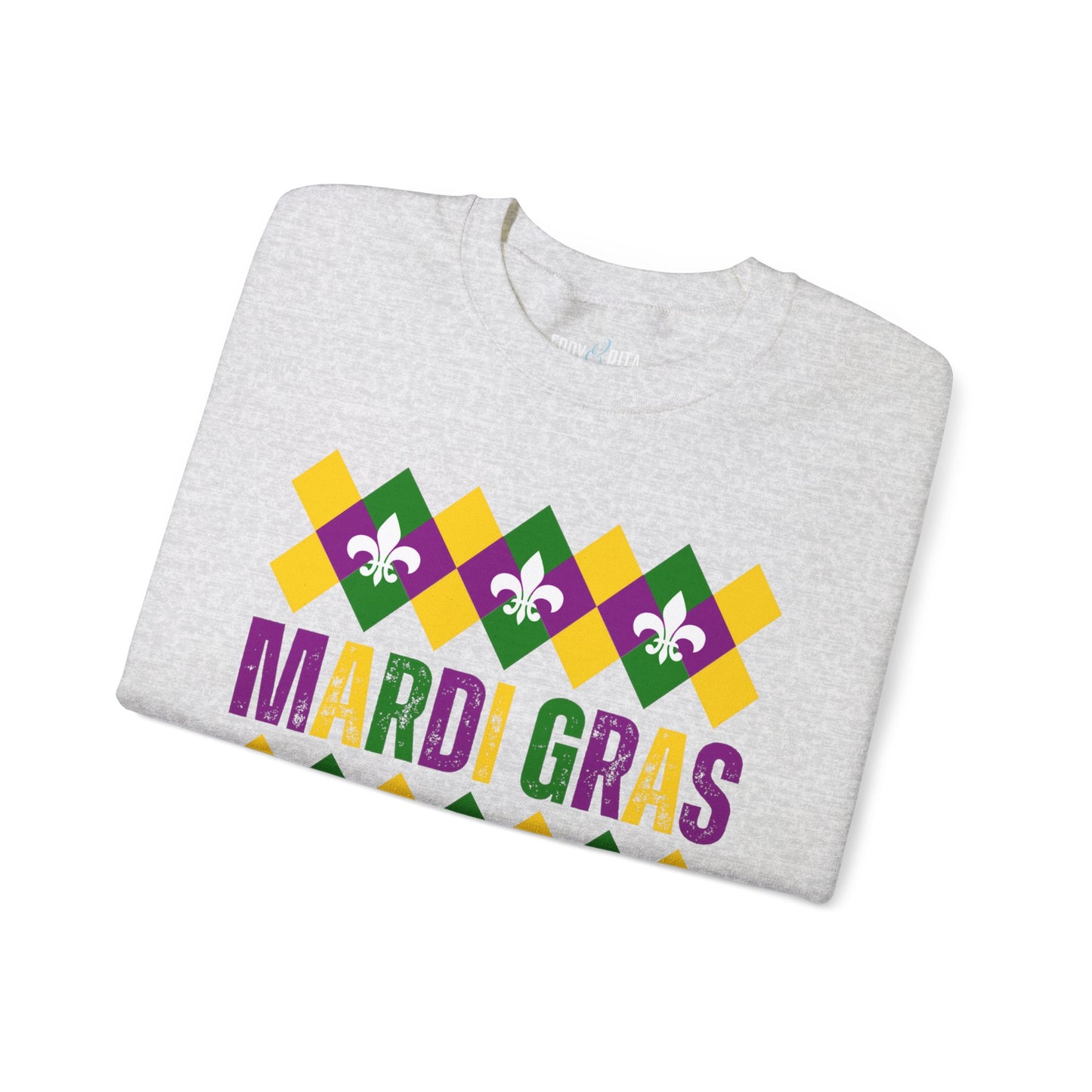 Mardi Gras Fleur-de-Lis Women's Sweatshirt: Festive Comfort with Stylish Elegance - Eddy and Rita