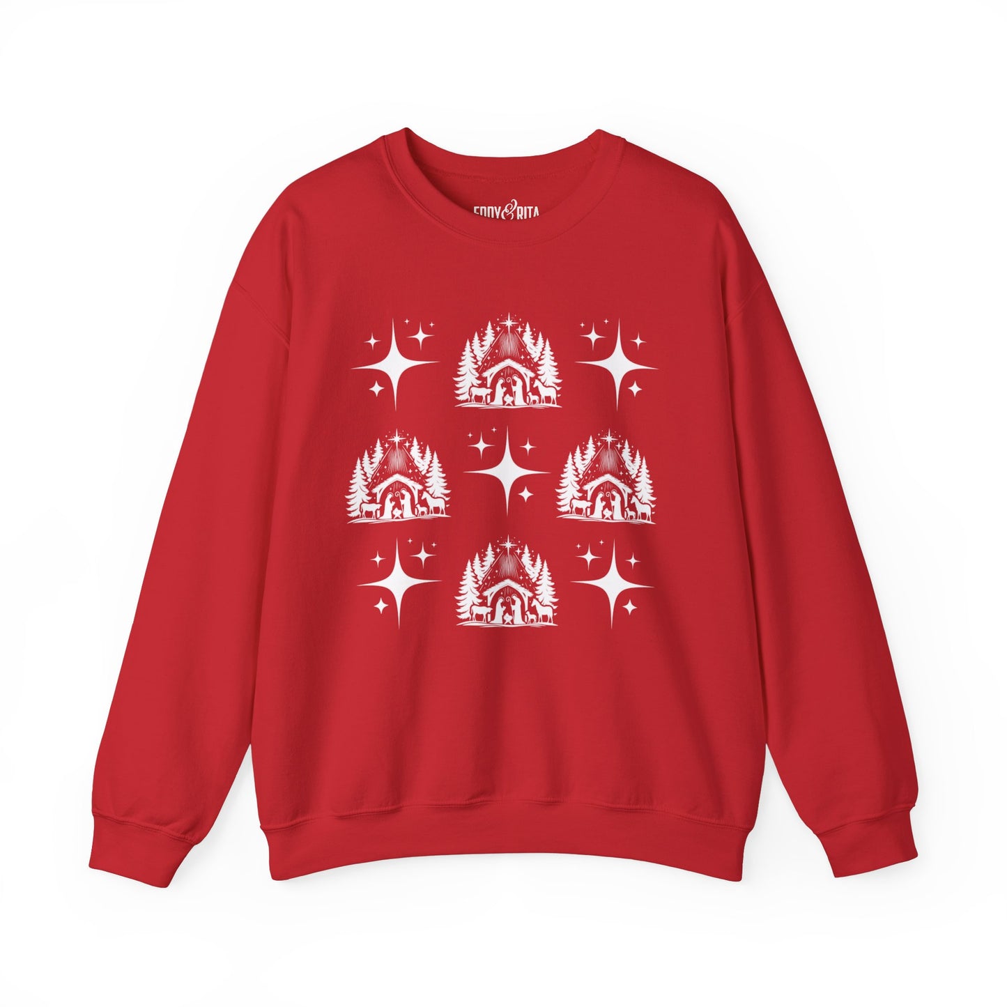 Women's Heavy Sweatshirt – "Christmas Nativity" Faith-Inspired Holiday Graphic Sweatshirt