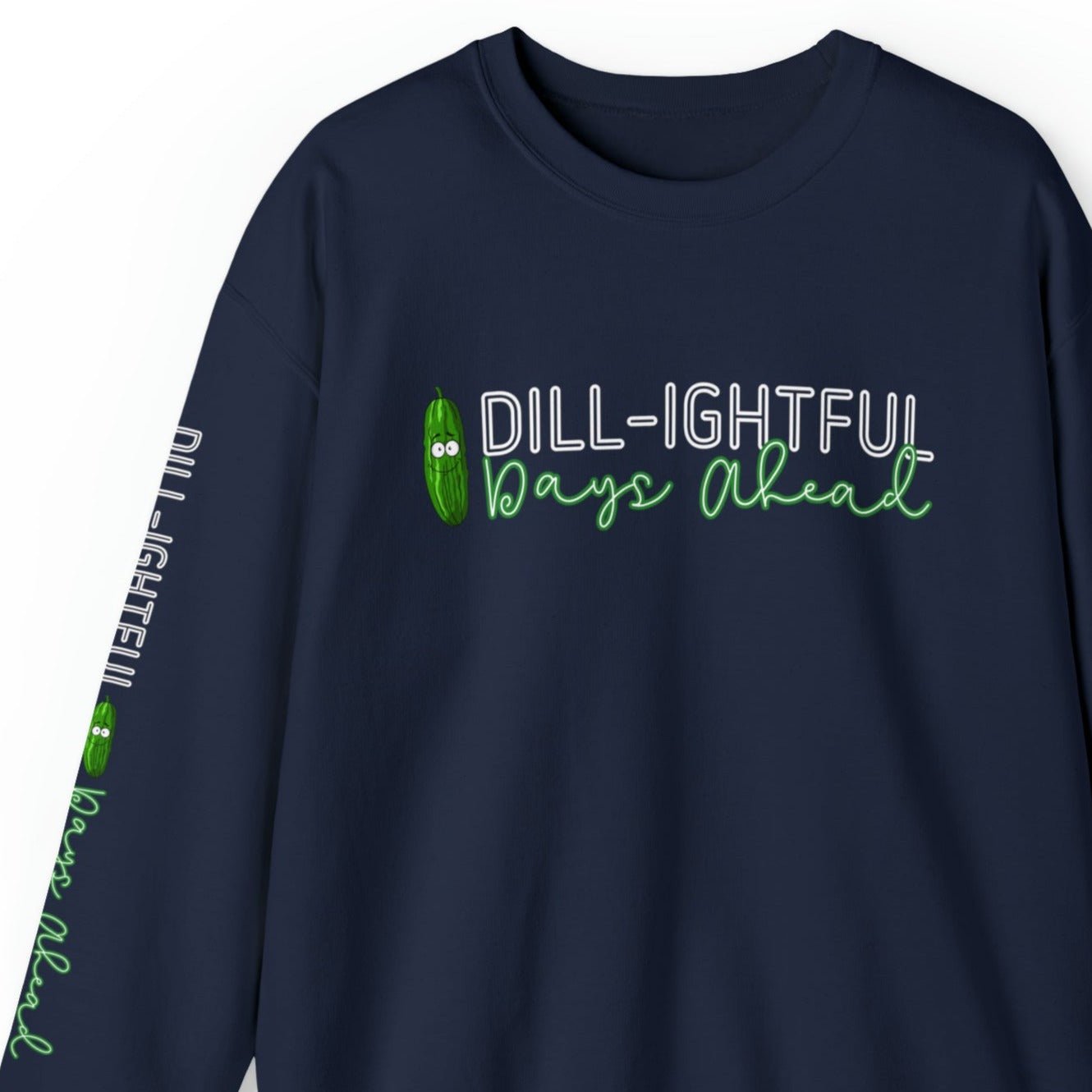 Dill-lightful Days Ahead Women's Sweatshirt: Pickle Print with Unique Arm Detail - Eddy and Rita