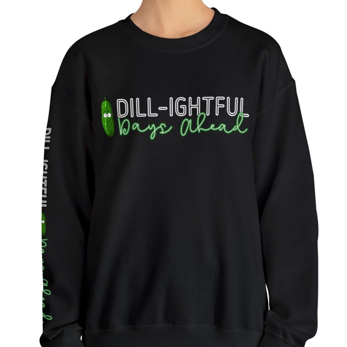 Dill-lightful Days Ahead Women's Sweatshirt: Pickle Print with Unique Arm Detail - Eddy and Rita