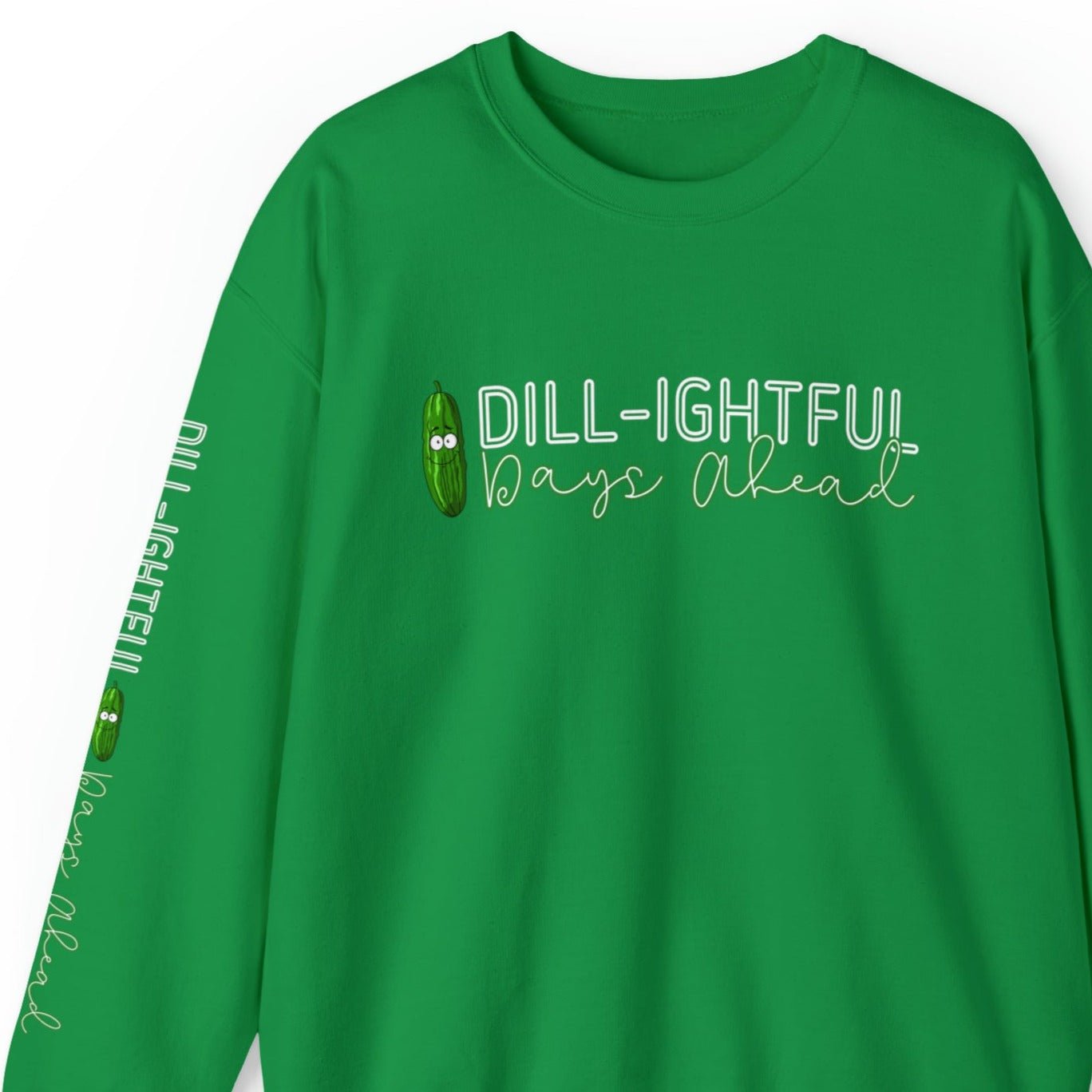 Dill-lightful Days Ahead Women's Sweatshirt: Pickle Print with Unique Arm Detail - Eddy and Rita