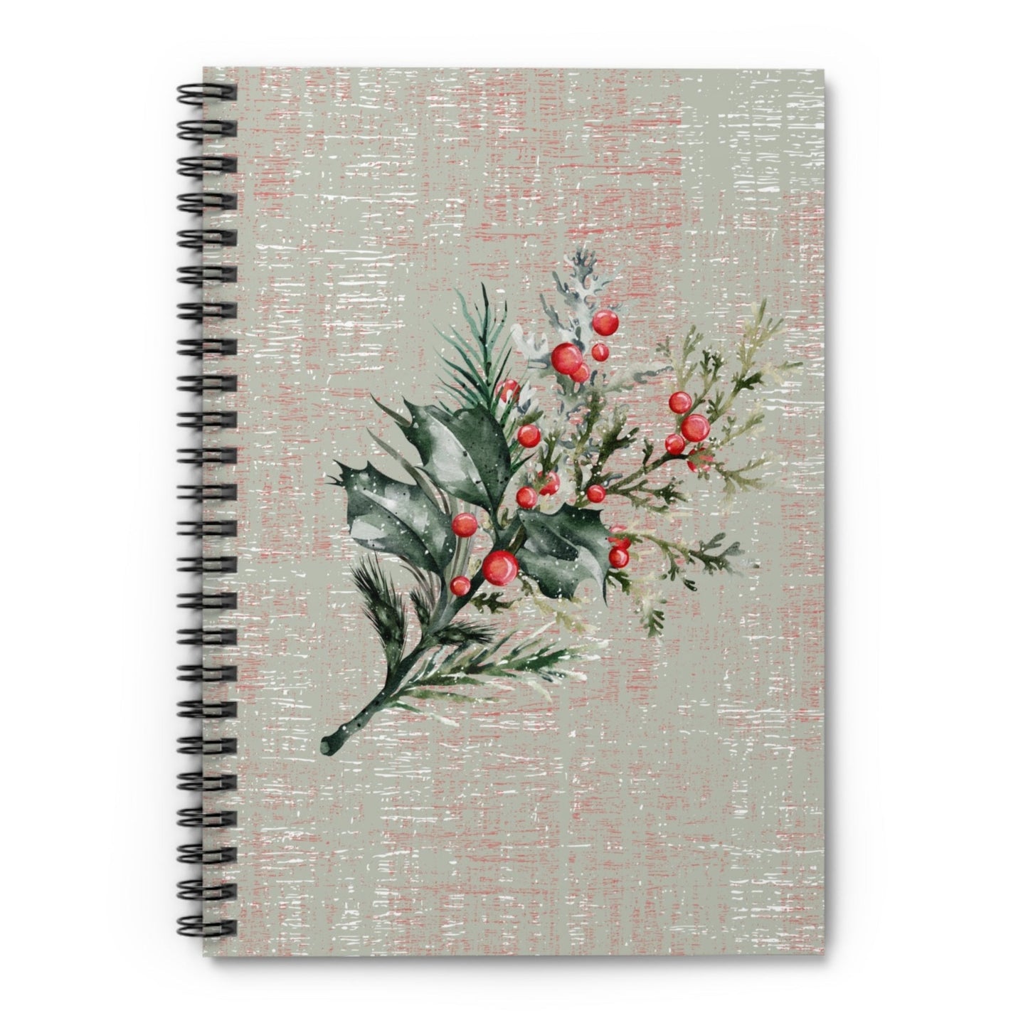 Holly Sprig Spiral Notebook - Lined Rule: Festive Nature-Inspired Design - Eddy and Rita