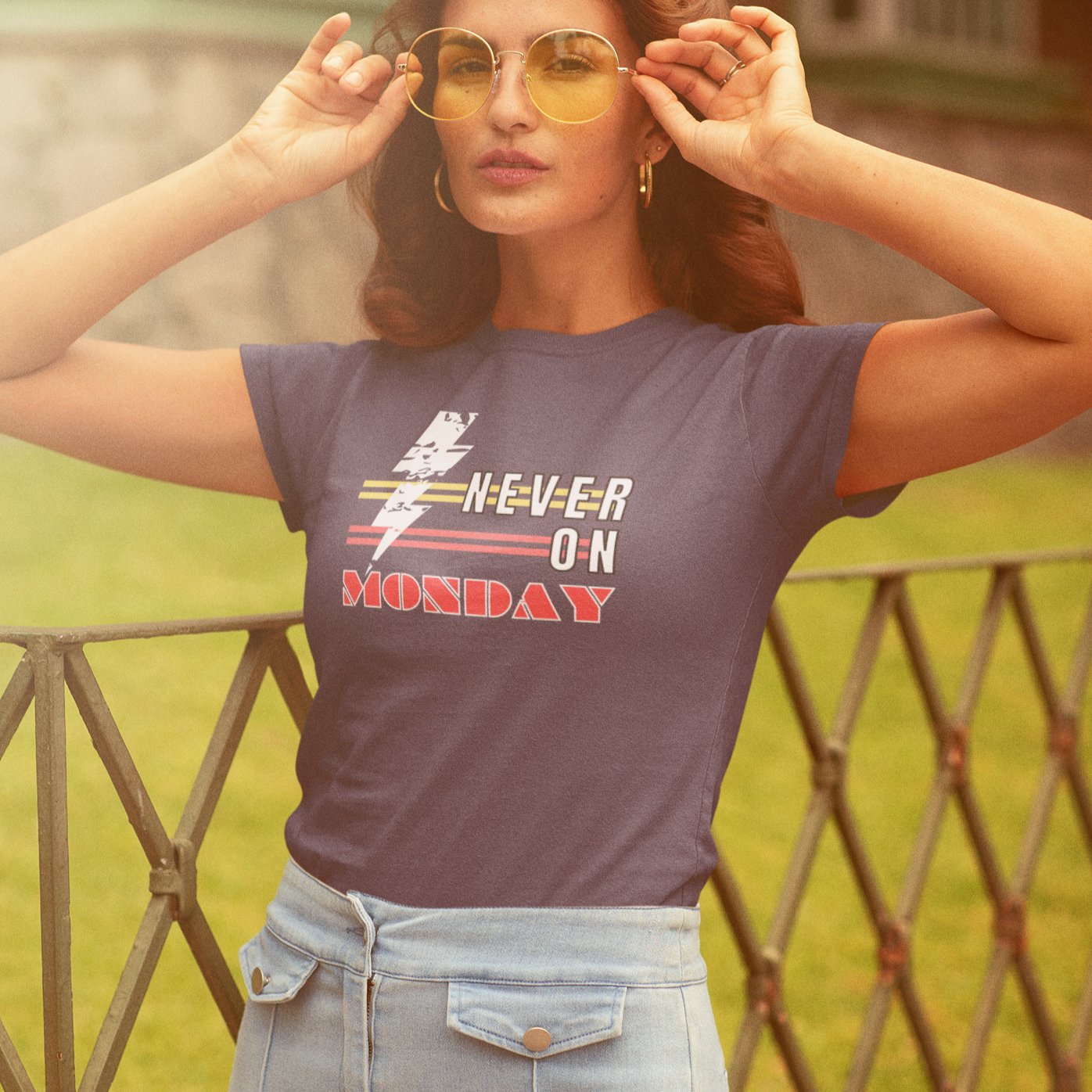 Never On Monday Heavy Cotton Tee - Eddy and Rita
