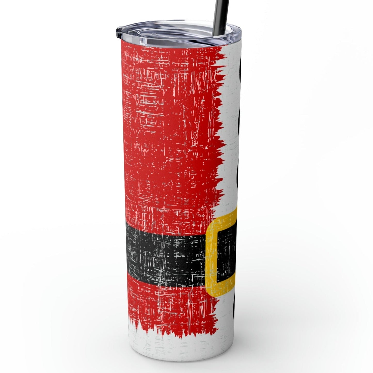 Santa's Coat and Belt 20oz Skinny Tumbler with Straw: Festive Sipper - Eddy and Rita