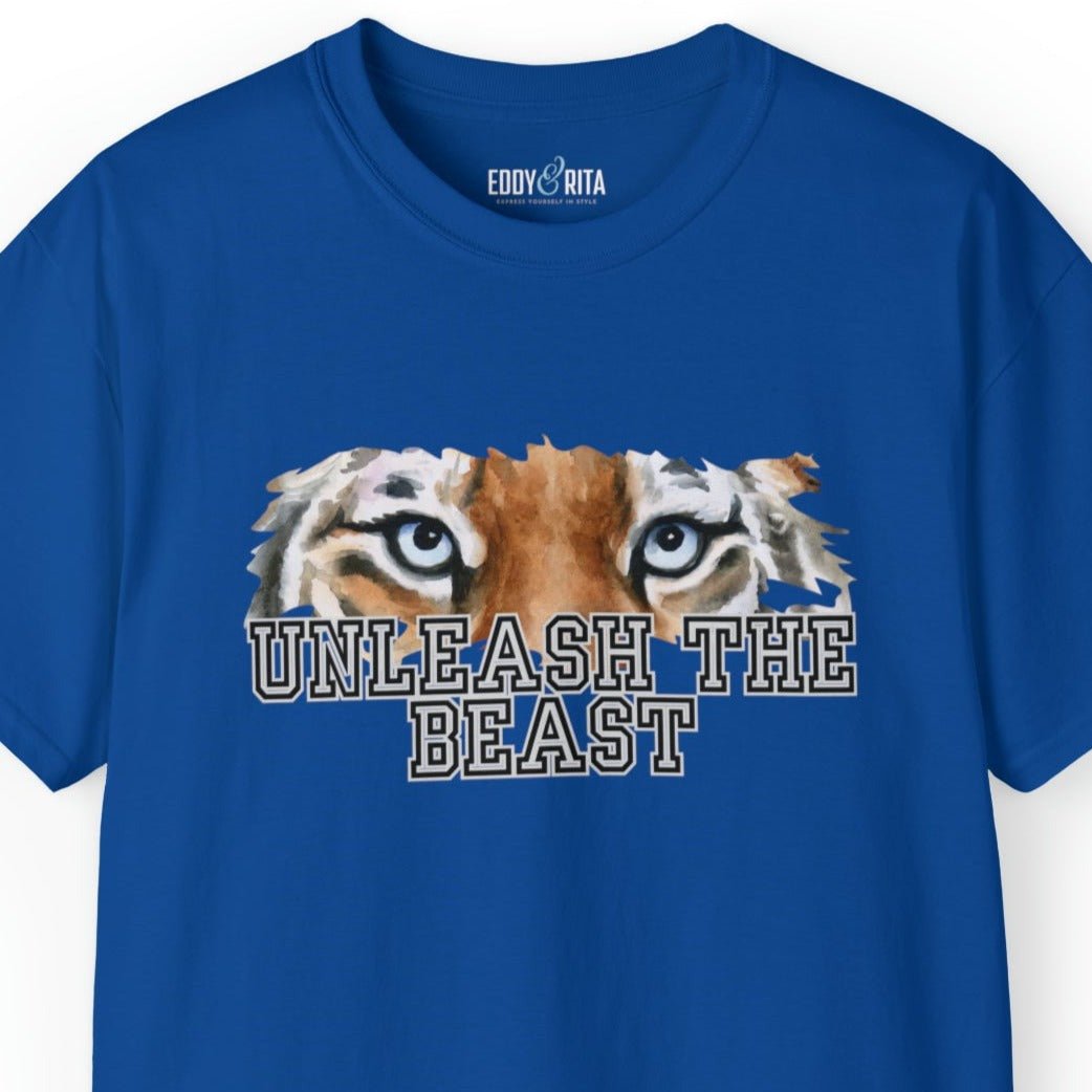 Unleash the Beast Tiger Eyes Men's Tee - Powerful and Inspirational Shirt - Eddy and Rita