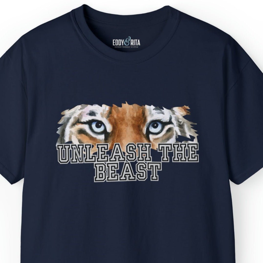 Unleash the Beast Tiger Eyes Men's Tee - Powerful and Inspirational Shirt - Eddy and Rita
