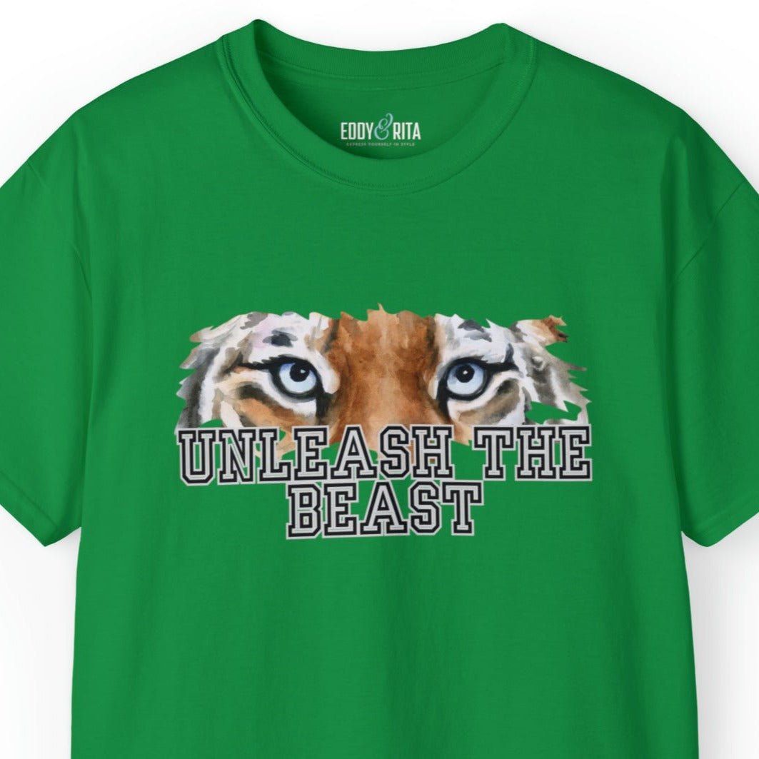 Unleash the Beast Tiger Eyes Men's Tee - Powerful and Inspirational Shirt - Eddy and Rita