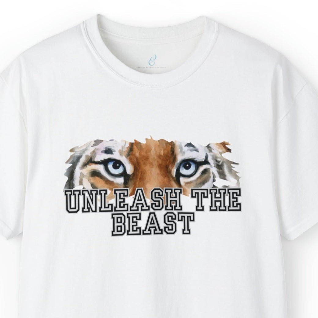 Unleash the Beast Tiger Eyes Men's Tee - Powerful and Inspirational Shirt - Eddy and Rita