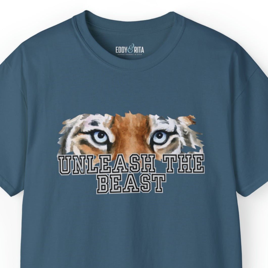 Unleash the Beast Tiger Eyes Men's Tee - Powerful and Inspirational Shirt - Eddy and Rita
