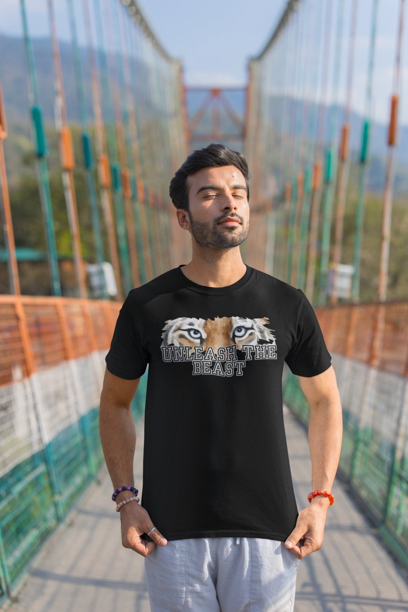 Unleash the Beast Tiger Eyes Men's Tee - Powerful and Inspirational Shirt - Eddy and Rita