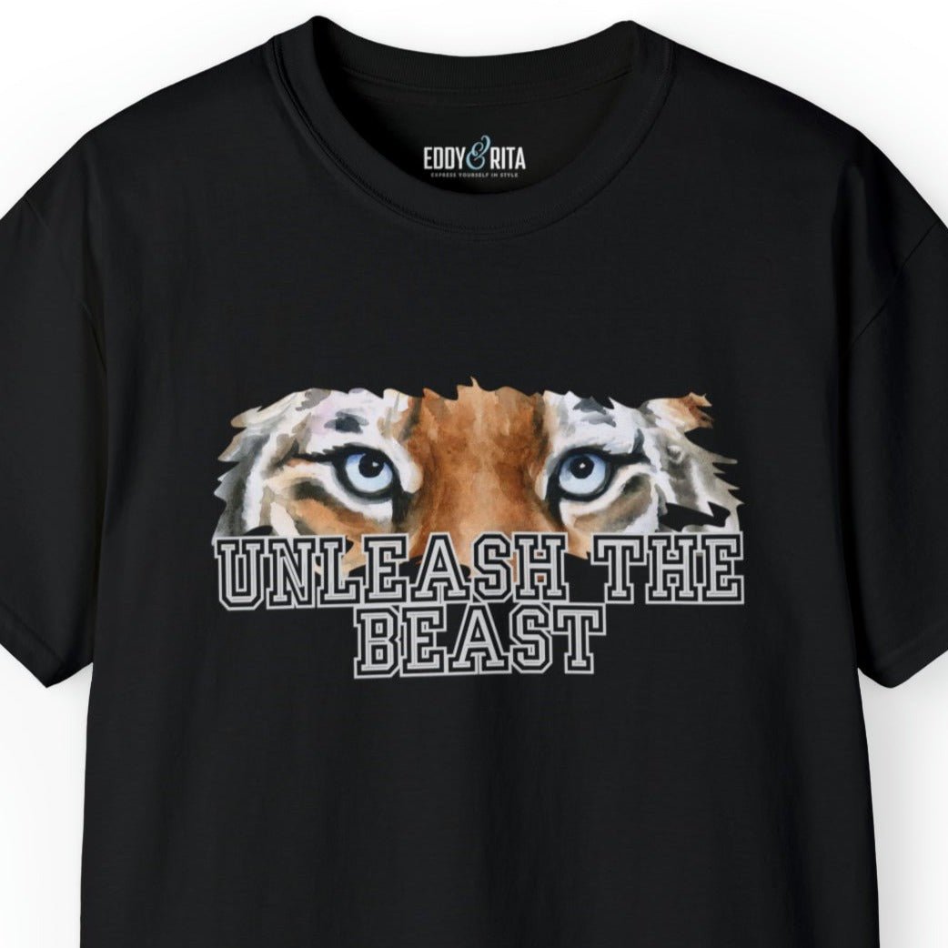 Unleash the Beast Tiger Eyes Men's Tee - Powerful and Inspirational Shirt - Eddy and Rita