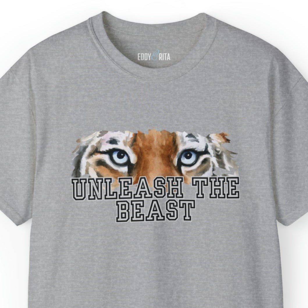Unleash the Beast Tiger Eyes Men's Tee - Powerful and Inspirational Shirt - Eddy and Rita