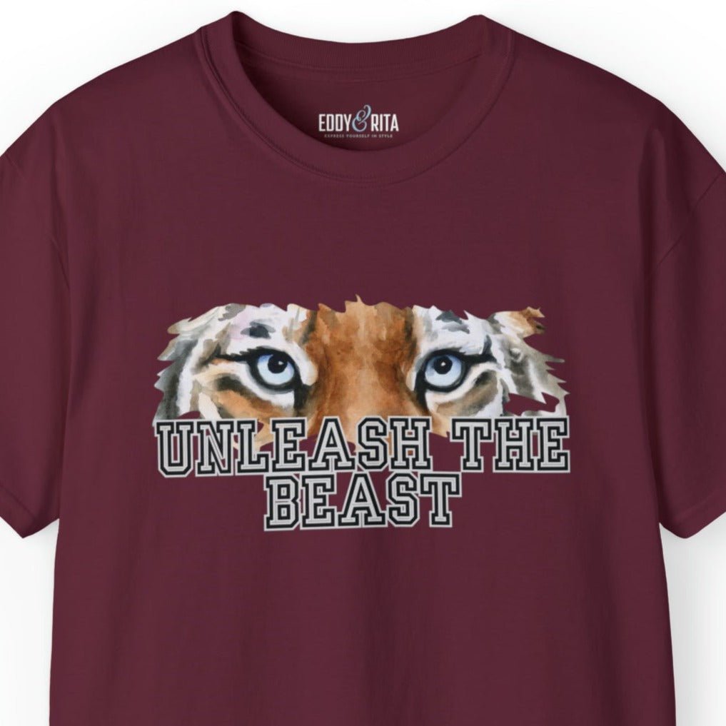 Unleash the Beast Tiger Eyes Men's Tee - Powerful and Inspirational Shirt - Eddy and Rita