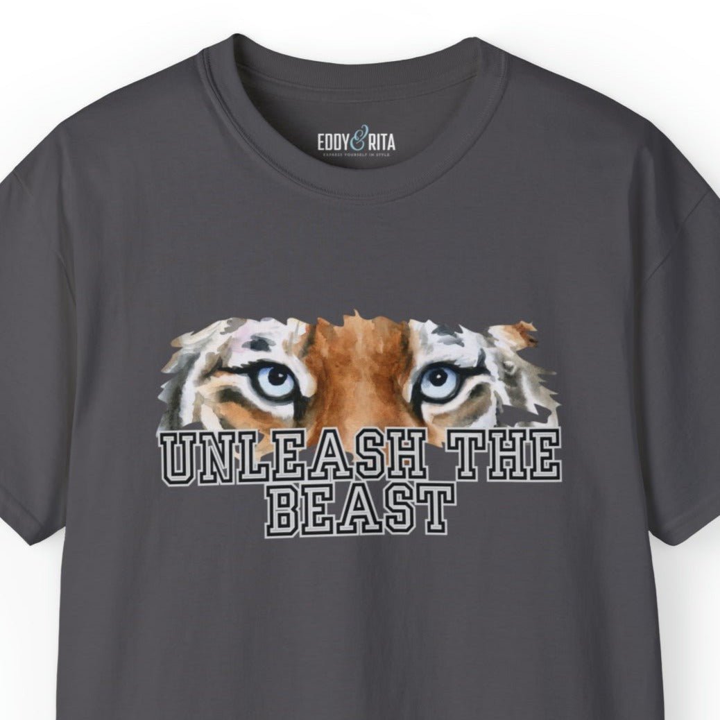 Unleash the Beast Tiger Eyes Men's Tee - Powerful and Inspirational Shirt - Eddy and Rita