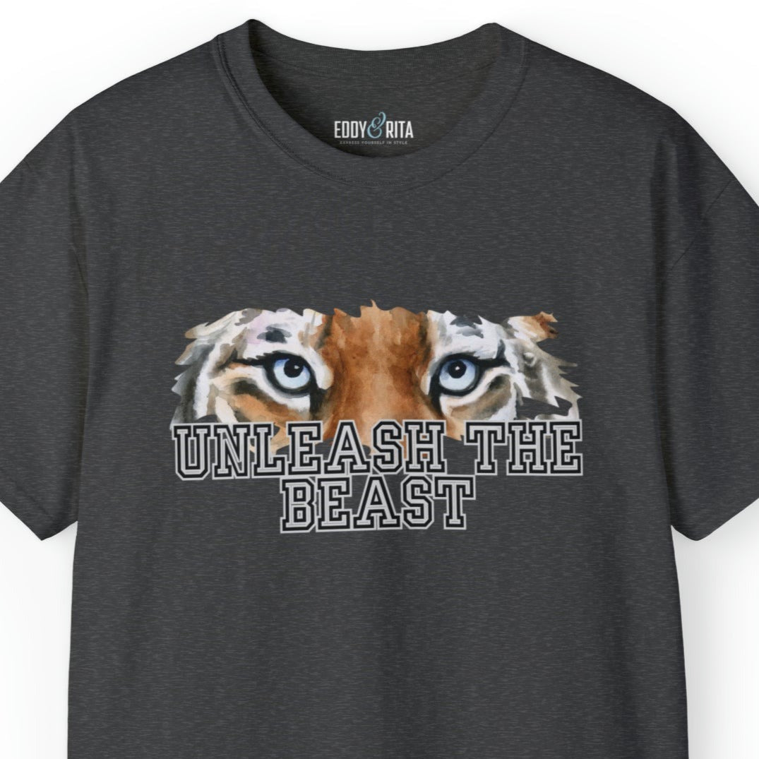 Unleash the Beast Tiger Eyes Men's Tee - Powerful and Inspirational Shirt - Eddy and Rita