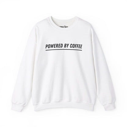 Men's Heavy Sweatshirt – "Powered by Coffee" Funny Graphic Sweatshirt for Coffee Lovers