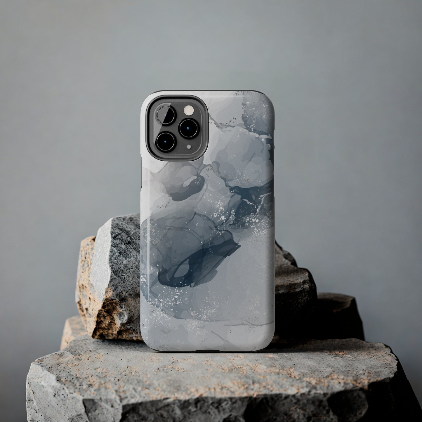 Gray and White Marble Pattern Cell Phone Case - Elegant and Sleek Device Cover