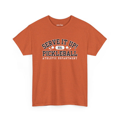 Eddy and Rita Unisex Heavy Cotton T-Shirt - "Serve It Up Pickleball Athletic Department" Graphic Tee