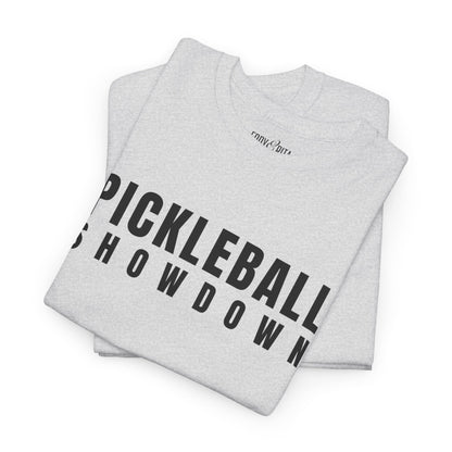 Eddy and Rita Unisex Heavy Cotton T-Shirt - "Pickleball Showdown" Graphic Tee for Sports Enthusiasts