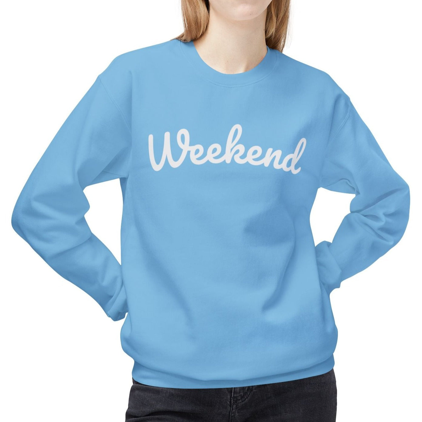 Eddy and Rita Women's Midweight Crewneck Sweatshirt - "Weekend" Graphic Pullover