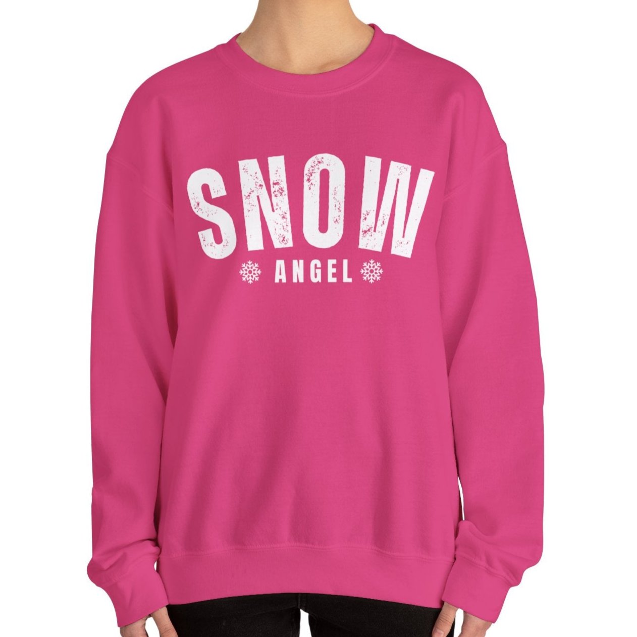 Women's Heavy Sweatshirt – "Snow Angel" Cozy Winter Graphic Sweatshirt