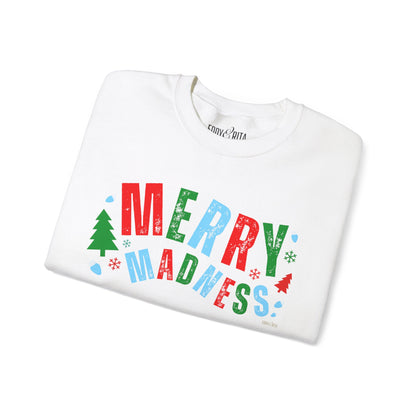 Women's Heavy Sweatshirt – "Merry Madness" Fun and Festive Christmas Graphic Sweatshirt