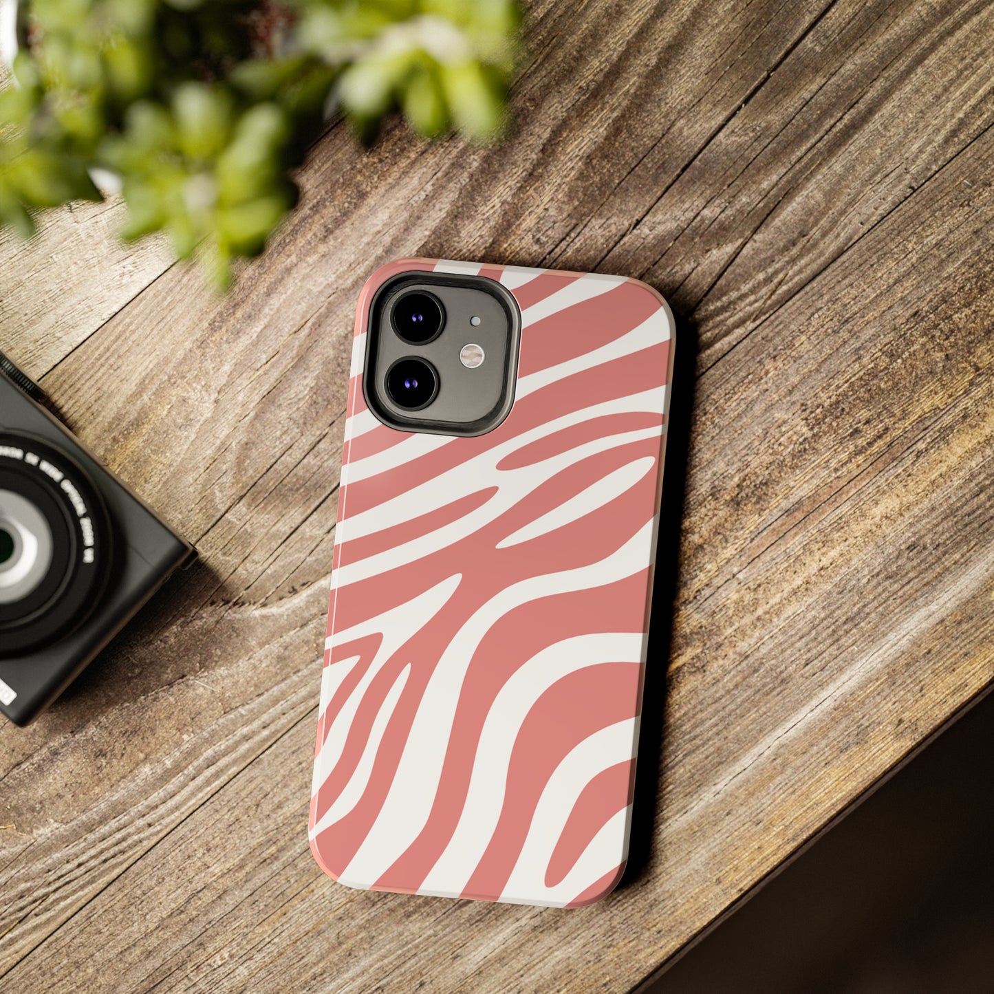 Pink and White Zebra Stripes iPhone Case - Stylish and Protective Cover for Your Device