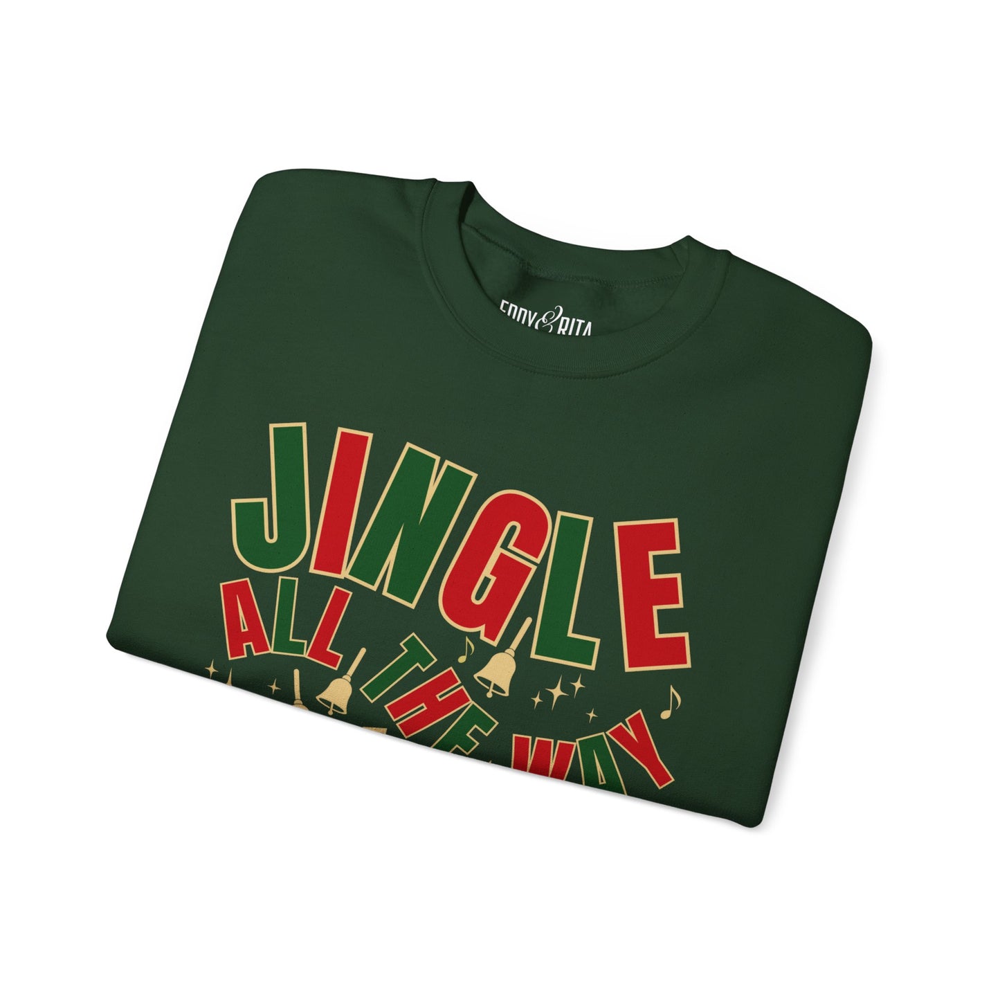 Women's Heavy Sweatshirt – "Jingle All The Way" Festive Christmas Graphic Sweatshirt