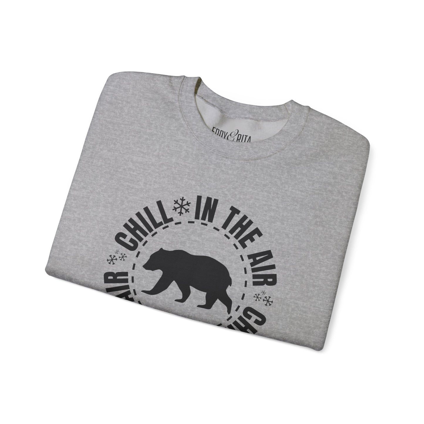 Women's Heavy Sweatshirt – "Chill In The Air Bear" Cozy Winter Graphic Sweatshirt