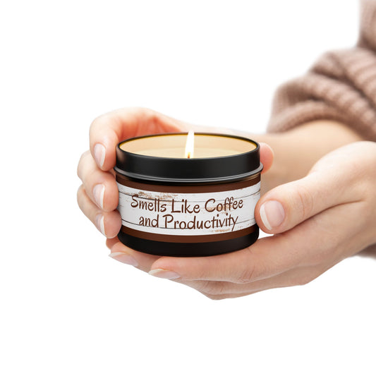 Coffee Scented Tin Candle – 4 oz | “Smells Like Coffee and Productivity” | Perfect Stocking Stuffer Gift