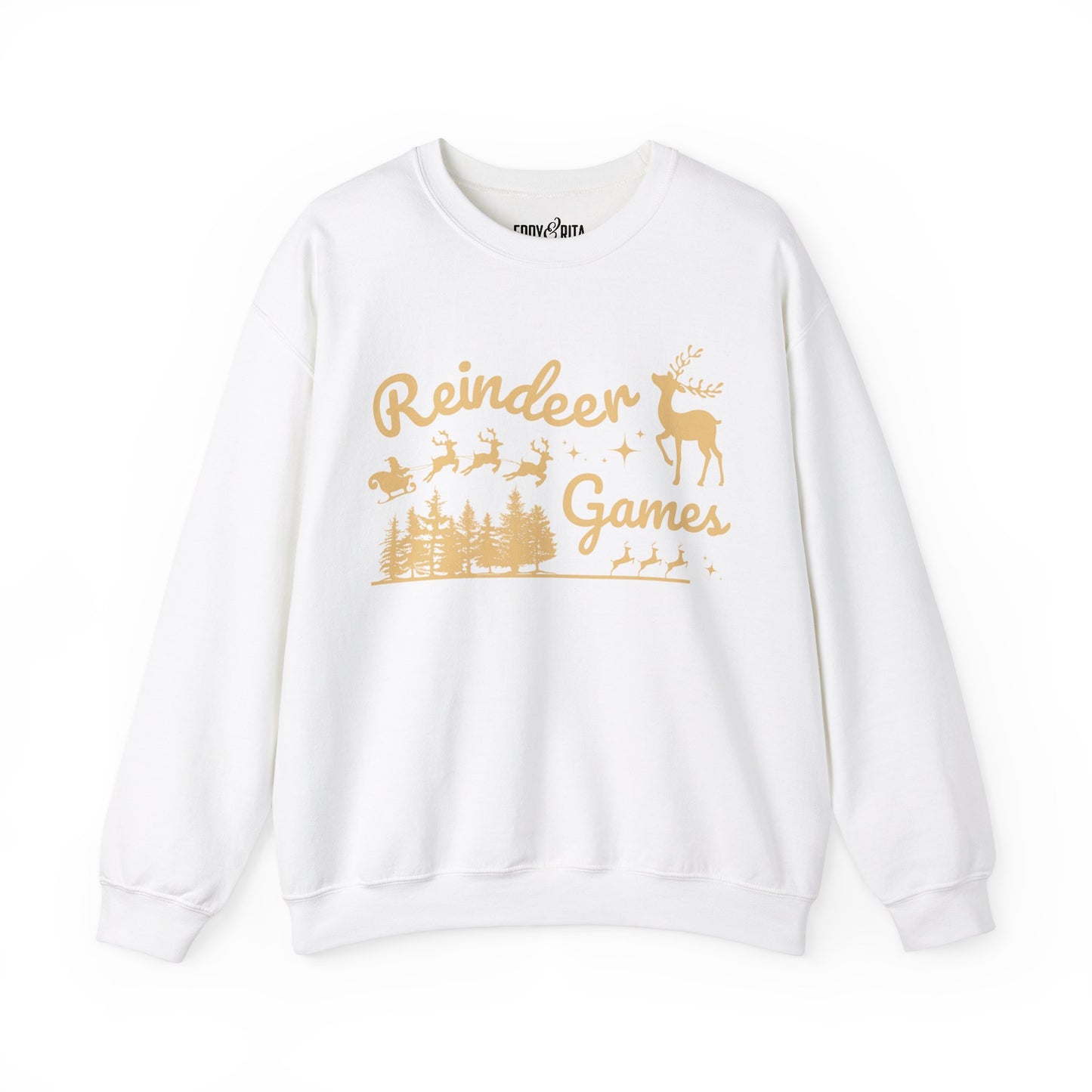 Women's Heavy Sweatshirt – "Reindeer Games" Festive Christmas Graphic Sweatshirt