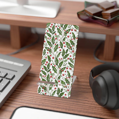 Mobile Display Stand for iPhone – Festive Christmas Holly Design | Perfect Stocking Stuffer for the Holidays