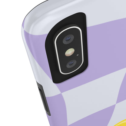 Light Purple Checked Smiley Face Cell Phone Case - Cheerful and Stylish Protective Cover