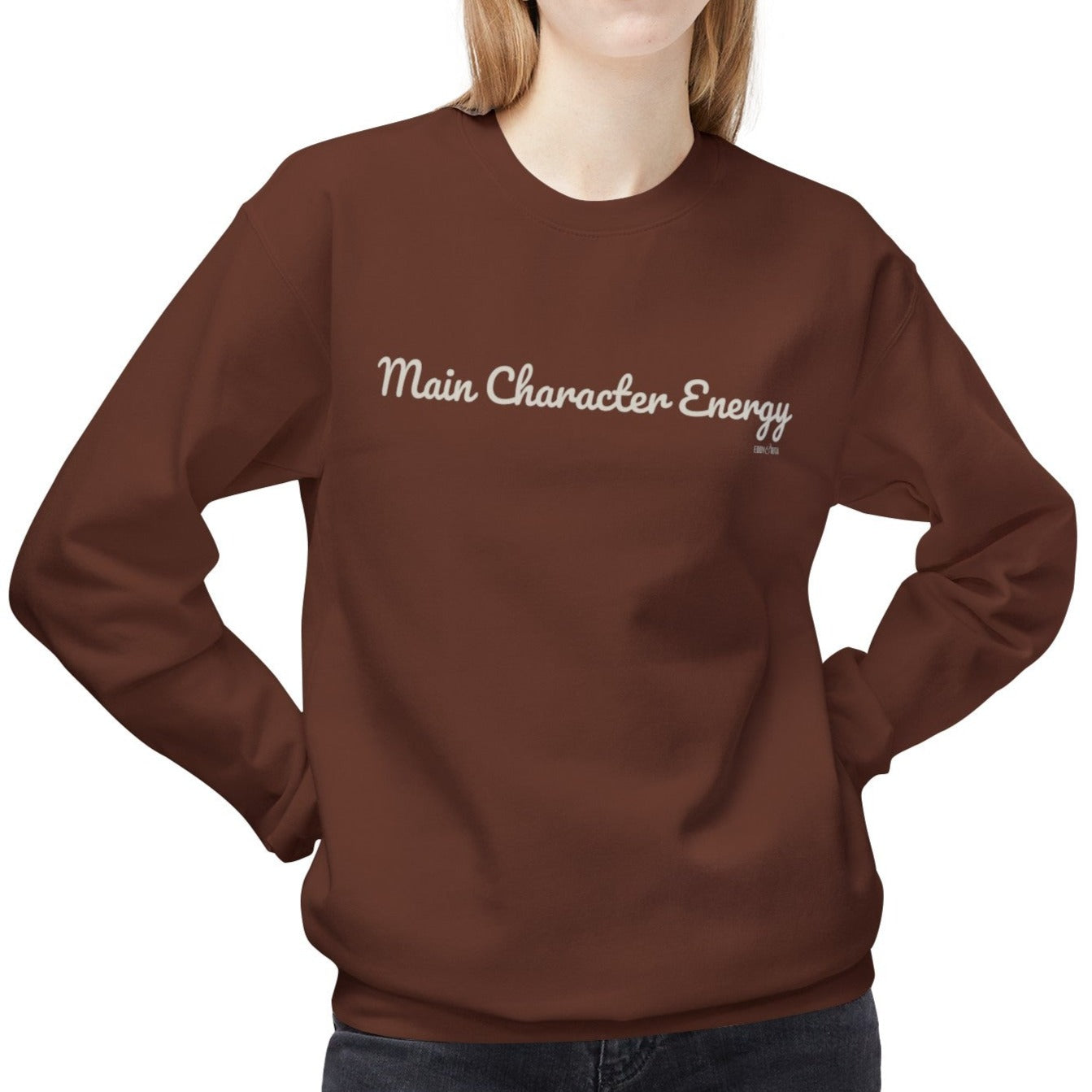 Eddy and Rita Women's Midweight Crewneck Sweatshirt - "Main Character Energy" Inspirational Graphic Pullover